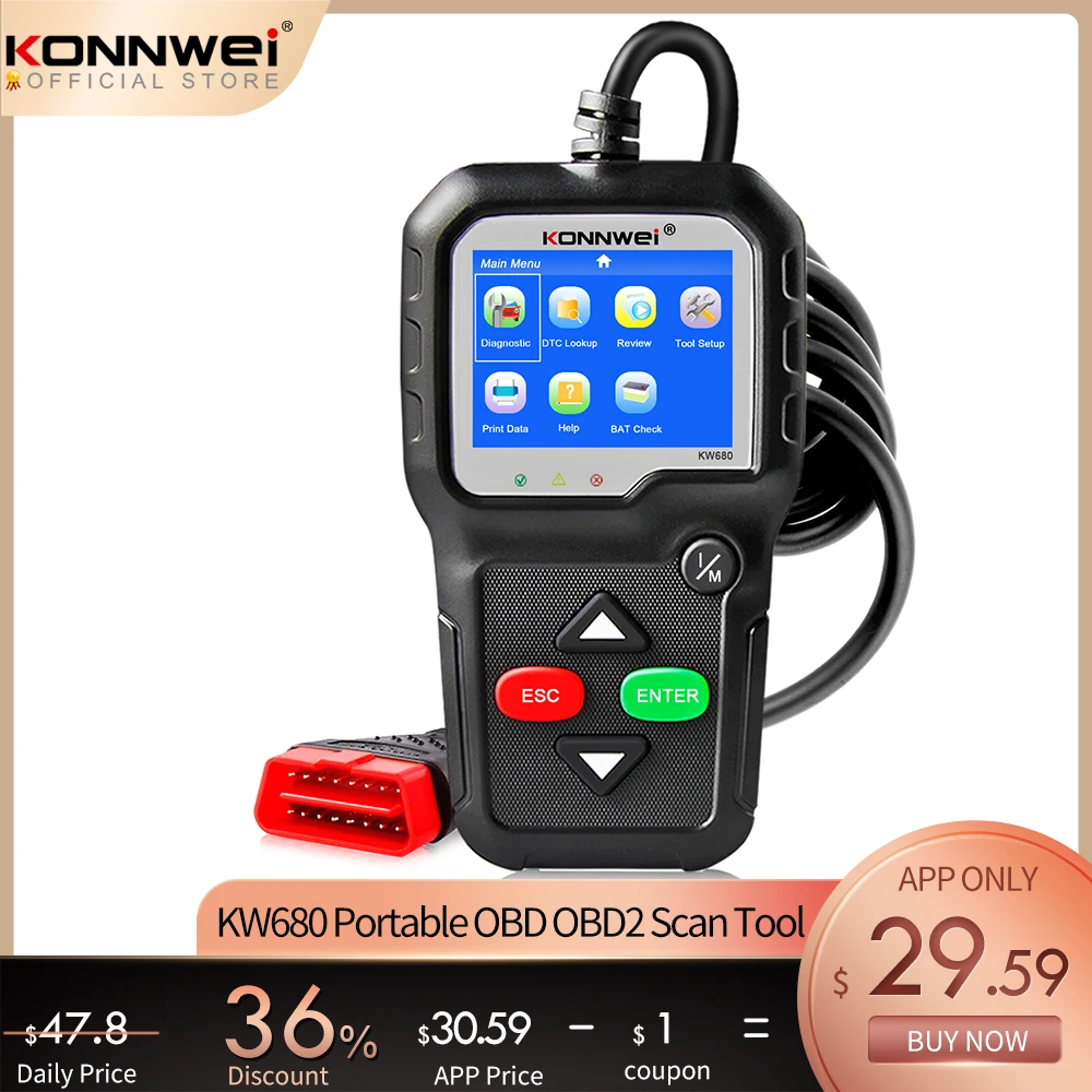

OBD2 Scanner OBD 2 Car Diagnostic Auto Diagnostic Tool KONNWEI KW680S Russian Language Car Scanner Tools Diagnostic Scanner