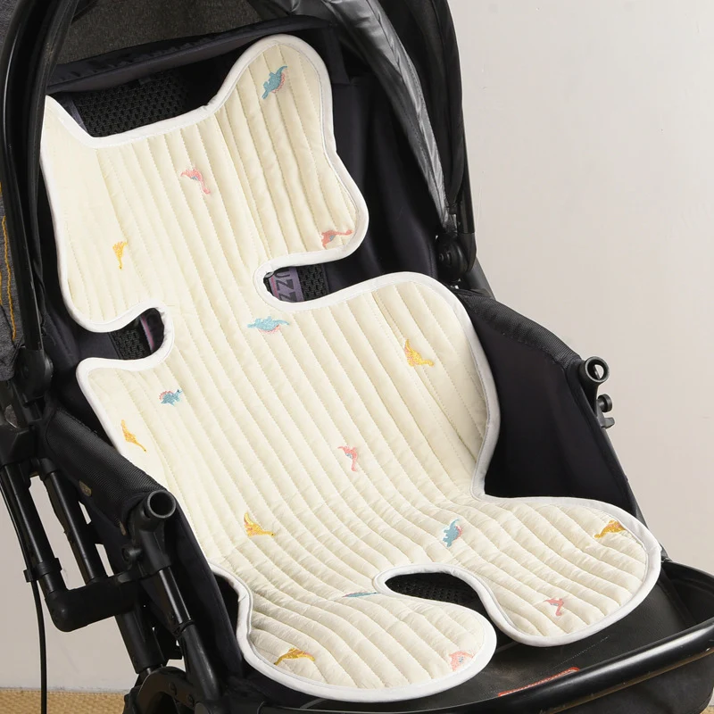 Baby Stroller Liner Car Seat Cushion Cotton Mattress Embroidery Bear Diaper Changing Pad Mat Newborn Carriages Pram Accessories baby stroller accessories products Baby Strollers