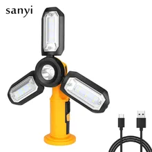 2019New SMD светодиодный складной фонарик, USB перезаряжаемый портативный мощный светодиодный фонарь, магнитный подвесной крючок, лампа для наружного использования