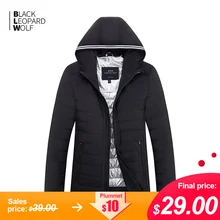 Blackleopardwolf Новое поступление пуховик мужской высокое качество плотный хлопковый верх черный цвет зимний пуховик на молнии для мужчин ZC-C5612