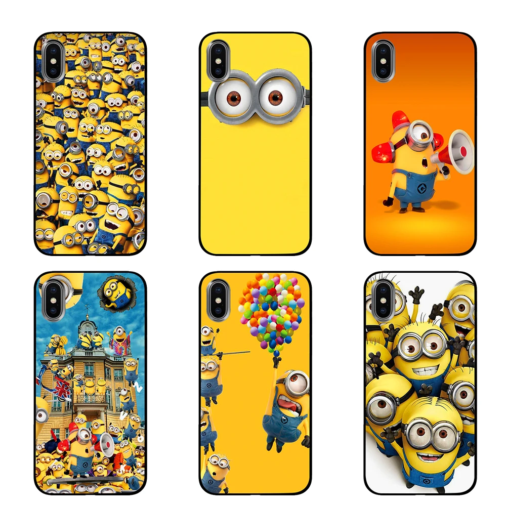 С милыми миньонами из мультфильма черные чехлы для телефонов iPhone 5 5S SE 6 6s 7 8 Plus X XS Max XR задняя крышка