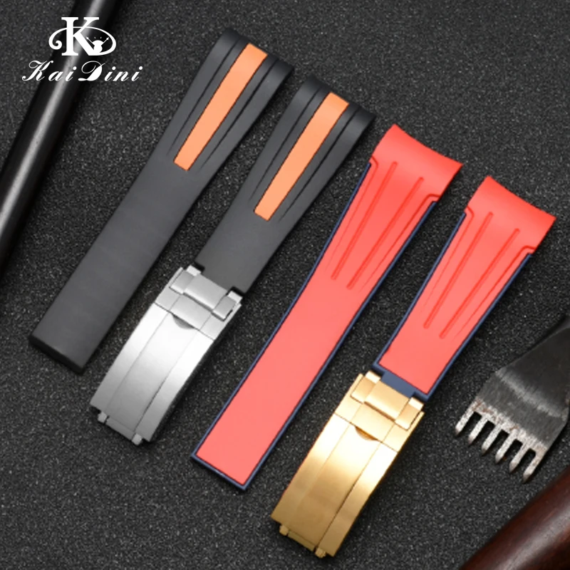 20Mm 22Mm Muslimatexlimash Gumowy Zegarek Pas Per Rolex Single Red-Letter /Omega /Mido Accessori Per Orologi Sportivi Da Uomo