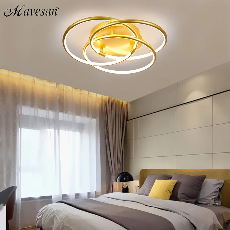 

Gold Color Round LED Ceiling Light For Study Room Bedroom Luminarias Para Teto Lamp Indoor Home Lighting New Fixture Modern Aviz