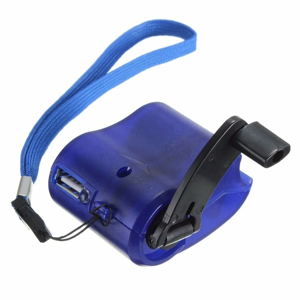 

Nieuwe USB Travel Emergency Telefoon Oplader Dynamo Hand Manual Charger Blauw Drop Shipping