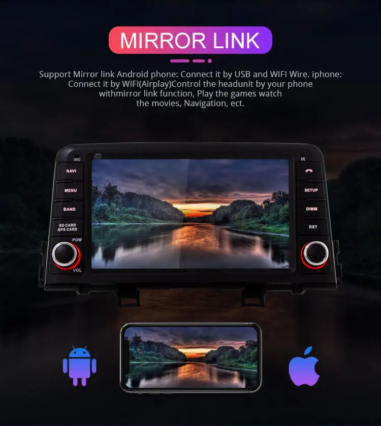 Clearance Besina Android 9.0 Car DVD player For KIA PICANTO MORNING 2017 2018 1 Din Car Radio GPS Navigation Stereo WIFI 4G+64G Autoaudio 7