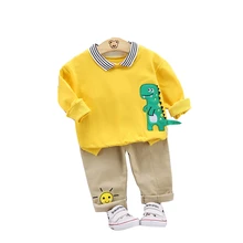 T shirt en coton à manches longues pour enfants, vêtements à la mode pour garçons et filles, survêtement décontracté pour bébés, 2 pièces/ensembles 