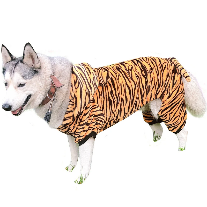 Big Dog Clothes Winter Large Dog Outfit Tiger Cosplay Funny Dog Costume Shiba Inu Samoyed Husky Golden Retriever Pet Apparel 9XL - Цвет: Коричневый