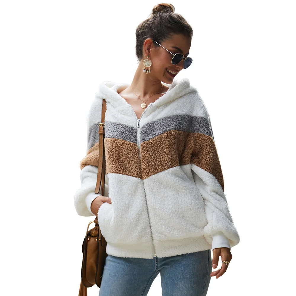 

Autumn/winter 2019 long-sleeved patchwork sweater hooded sweater