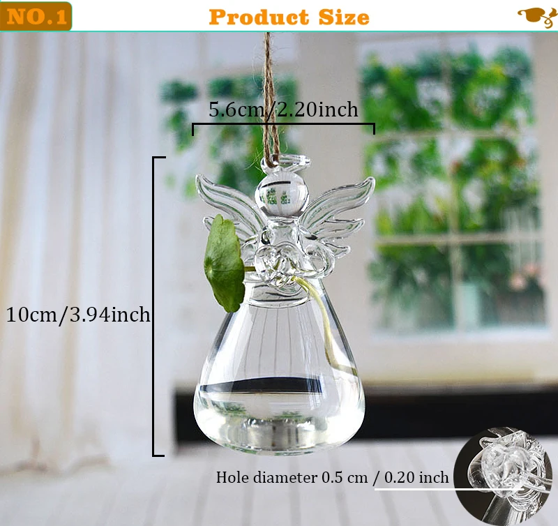 Настенная стеклянная ваза с ангелом, прозрачная Цветочная композиция, контейнер для гидропонных растений, ваза с персонажами, украшение для дома
