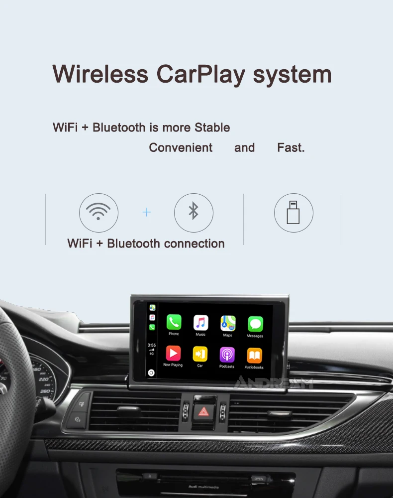 Top Andream Wireless Carplay Interface box and Android Auto For For AUDI A8 Original Screen Update MMI system Mirror-link 9