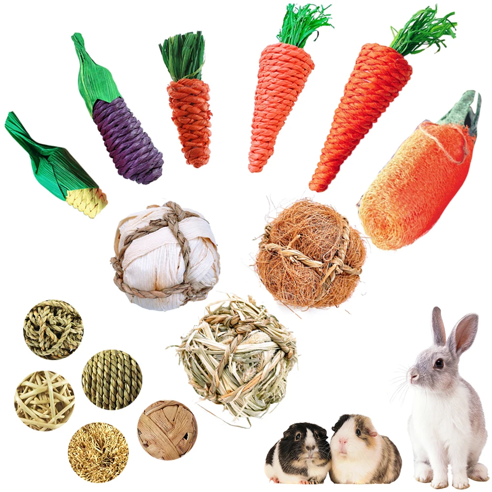 3pcs/set Hamster Rabbit Chew Toy Bite Grind Teeth Toys Corn Carrot