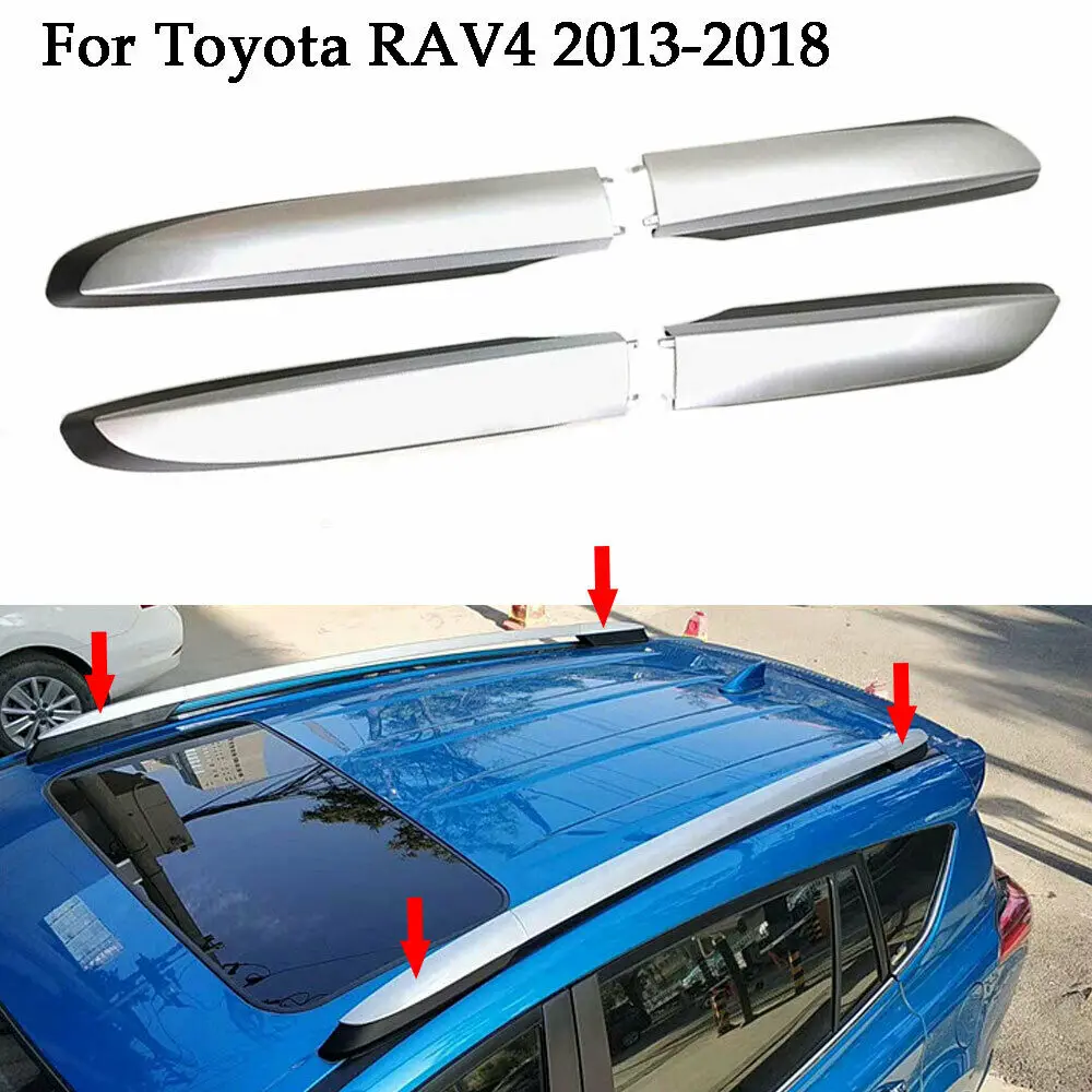 4x Серебряный Багажник на крыше несущей конец крышки отделка для Toyota RAV4 2013