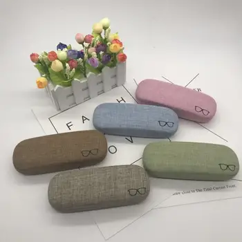 

Gunny cloth Hard Eyeglass Case 5 colors Solid color simple Eyeglass Case multi color with glasses patten Eyeglass Case gifts