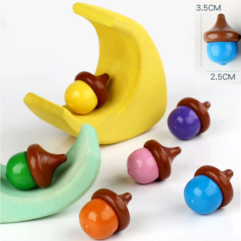 

10Pcs Cute Wooden Colorful Pine Cone Style Spinning Top Interesting Novelty Gyro Toys Children Educational Montessori Games Toy