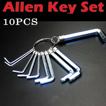 

10PC/Set Metric Hex Hexagon Allen Key Set Wrench Set 1.5-10mm With Keyring