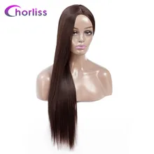 Синтетический парик длинные прямые средней части женские парики Chorliss темные женские натуральные черные волосы розовые синие светлые красные парики для косплея