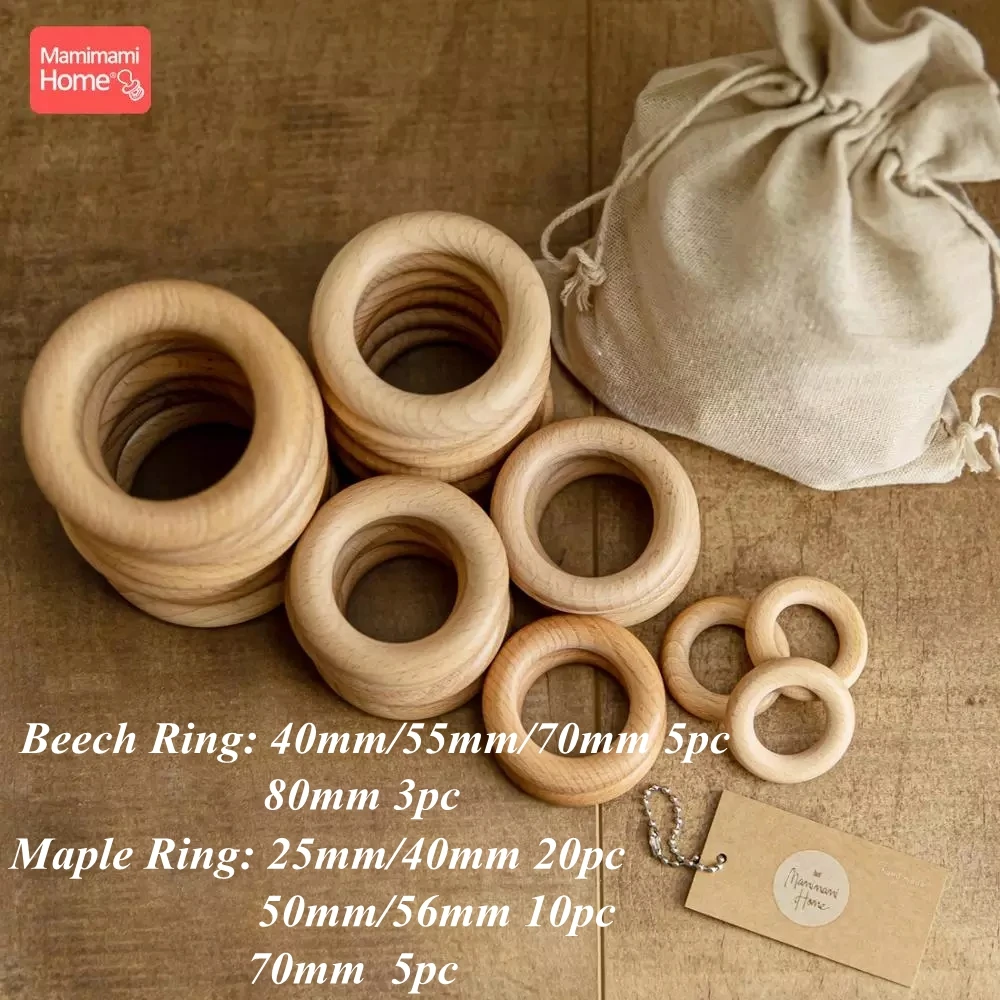 70/55/50/40mm Wood Teether Ring Smooth Surface Natural Wooden Rodent Baby Teething Ring Toy DIY Making BPA Free Baby Teether Toy 5