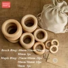 70/55/50/40mm Wood Teether Ring Smooth Surface Natural Wooden Rodent Baby Teething Ring Toy DIY Making BPA Free Baby Teether Toy 5