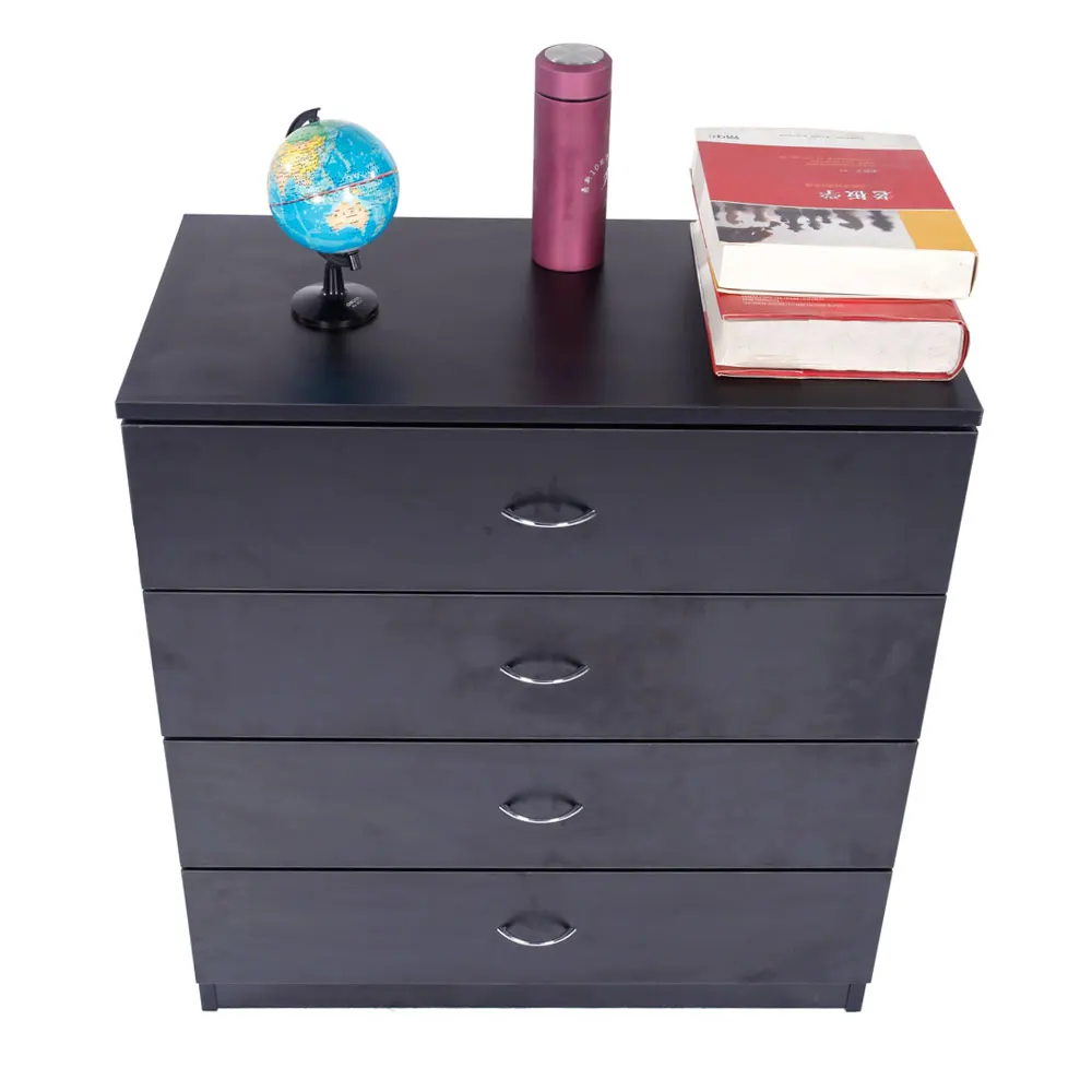 

MDF Wood Simple 4-Drawer Dresser Black