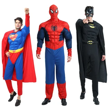 

Superman Spiderman Batman Muscle Chest Men Fancy Dress Adult Costume