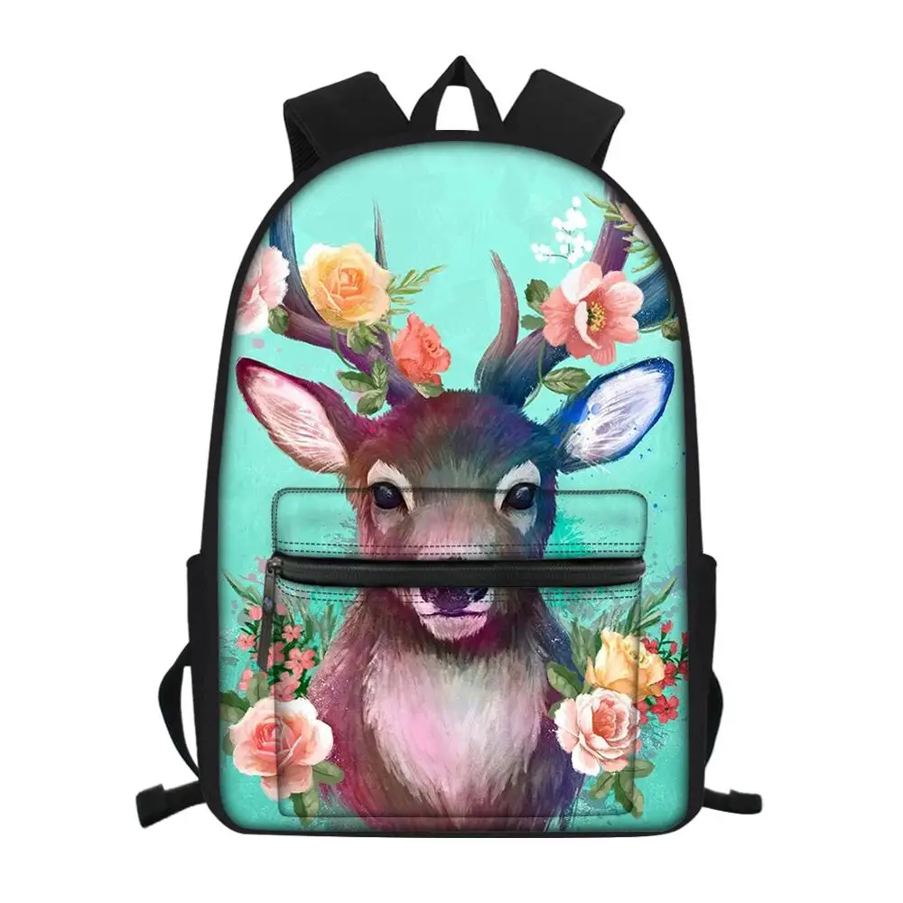 

Children's Canvas Backpack Fantasy Moon Deer Prints Pattern Students Book Bags Women's Multi-functional Travel Backpacks