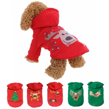 

Christmas Pet Dog Sweater Soft Puppy Pullover Warm Dog Clothes Comfortable Dogs Hooded Sweater Print Cartoon Pets Clothing