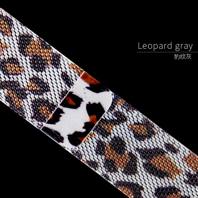 For Apple Watch Series 5 4 Band 44mm 40mm Milanese Loop strap Stainless Steel Bracelet 38mm 42mm Skull Design For i Watch 1/2/3 - Цвет ремешка: Leopard gray