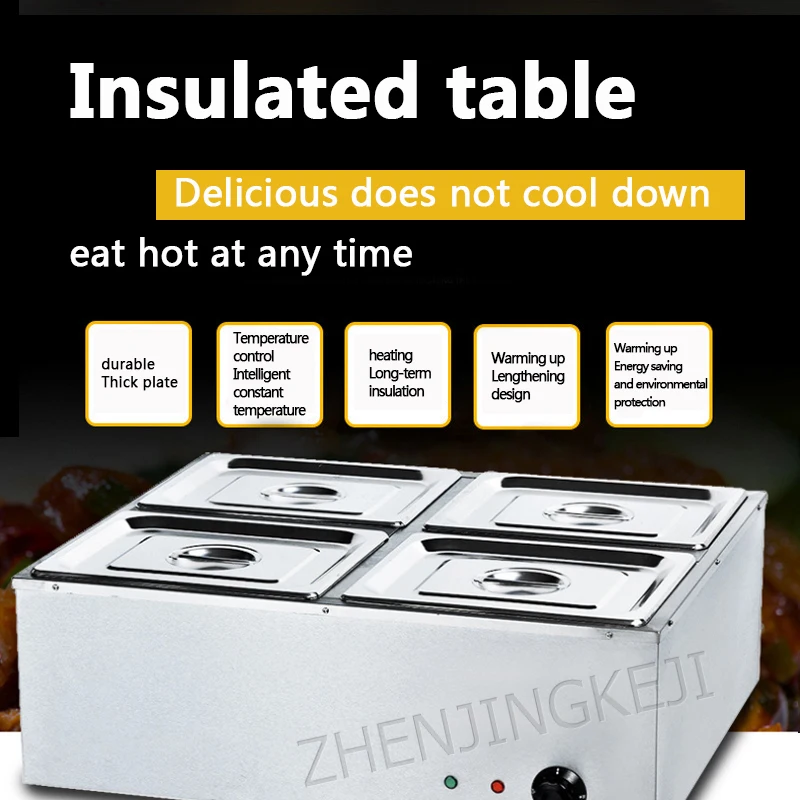 BS-4V Four Pots Electric Heat Insulation Soup Pool Stainless Steel Insulation Station Sale Table Fast Food Car Electric Stove