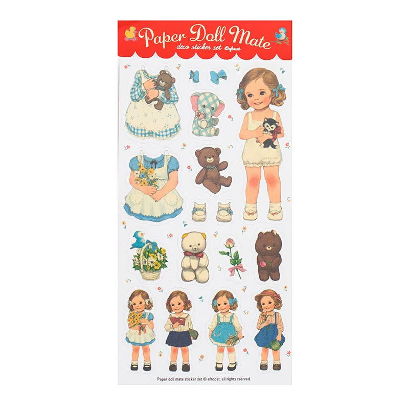 6 Pcs Paper Doll Mate Kawaii Change Clothes Girl Paper Sticker for Kids Photo Ablum Decorations Scrapbooking Diary Classic Toys