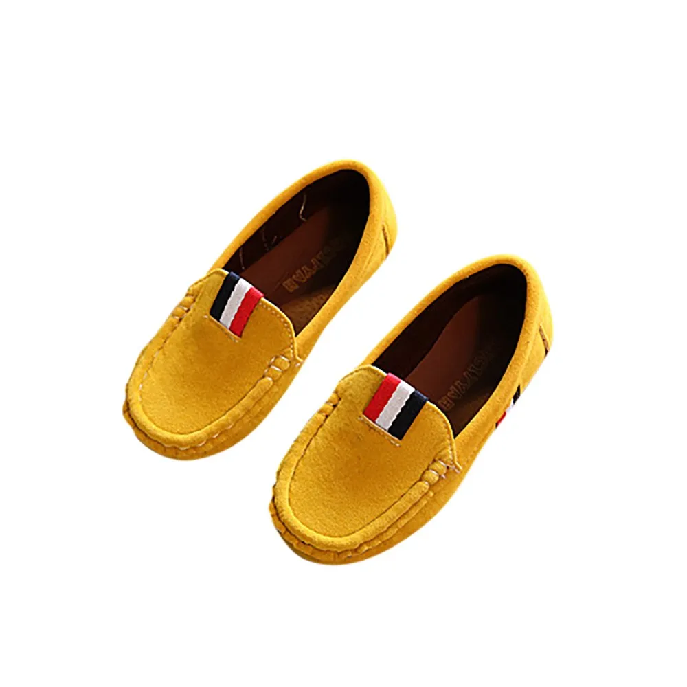 JAYCOSIN/модные детские лоферы; детские осенние слипоны; повседневная обувь на плоской подошве; 4 цвета; качественные мягкие кроссовки из флока для мальчиков и девочек - Цвет: YE