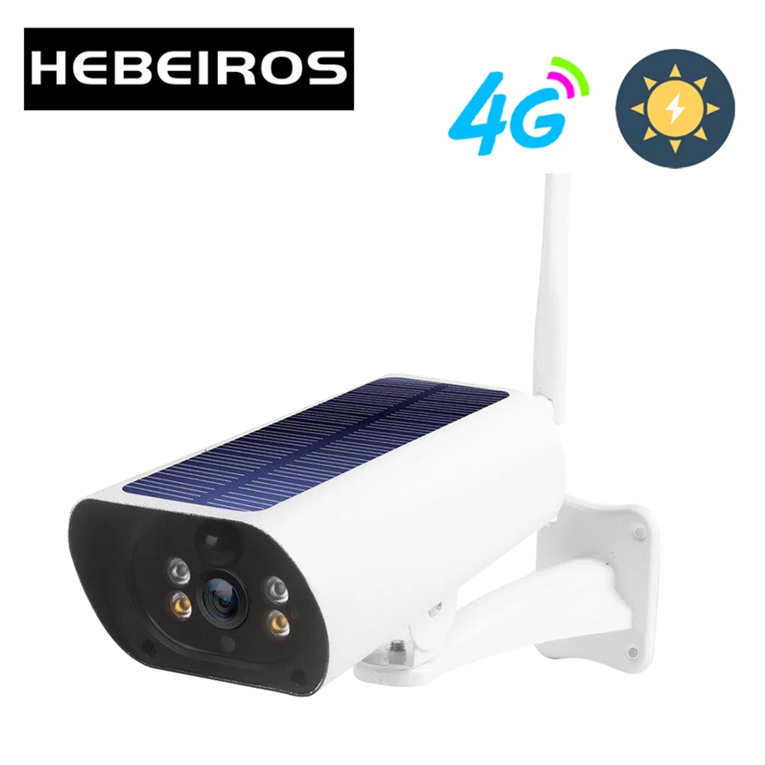 Водонепроницаемая IP камера Hebeiros 4G LTE FDD GSM с солнечной батареей 1080P|Камеры