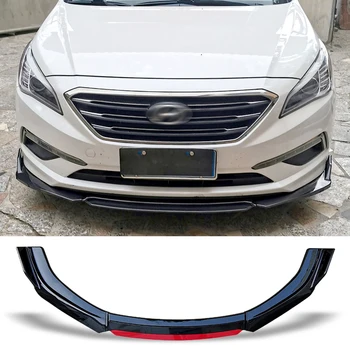 

Front Bumper Spoiler Carbon Surface Contrast Color Design Protector Plate Lip Body Kit Chin Shovel For Hyundai Sonata 2015-2017
