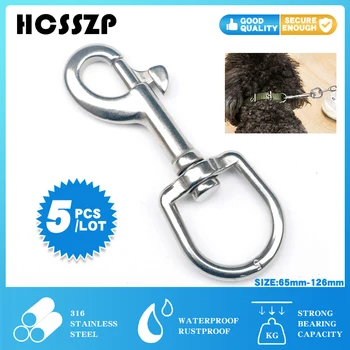 

5Pcs Swivel Eye Bolt Snap Hooks Silver Spring Snap 316 Stainless Steel Quick Link Hook Carabiner Pet Chains 65/72/82/91/100/126