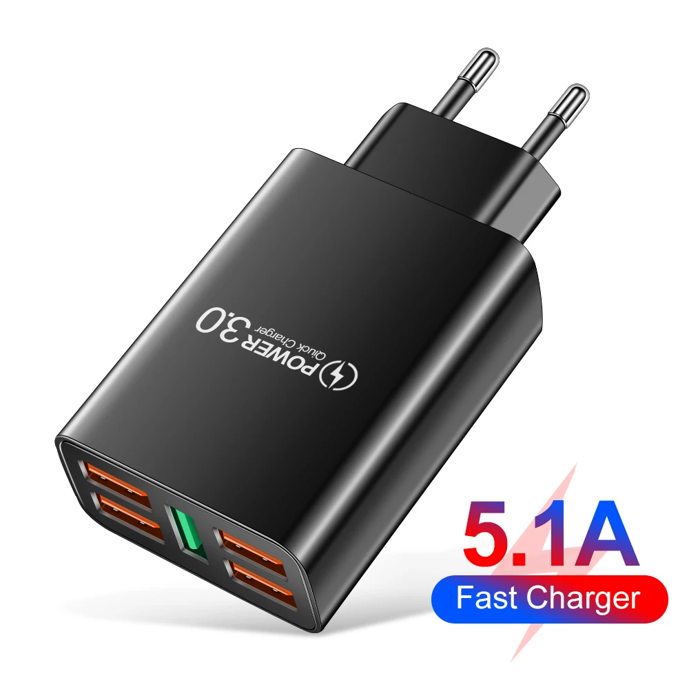 Caricabatterie Usb 3.0 Quick Charge Per Iphone 13 Pro 12 Xiaomi Samsung Huawei 5V 2A Display Digitale Caricabatterie Rapido Per Cellulare