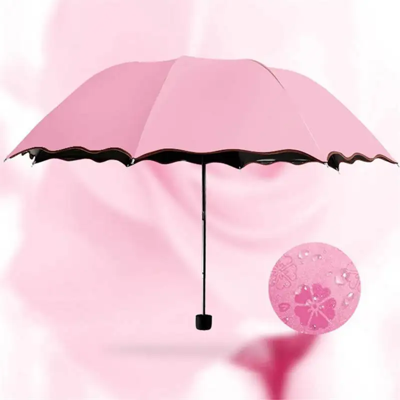 6 цветов, анти-УФ, водонепроницаемый, портативный, для путешествий, Цветочный зонтик, модный, складной зонтик, для дождя, для женщин, подарок, для мужчин, мини карманный зонтик - Цвет: pink