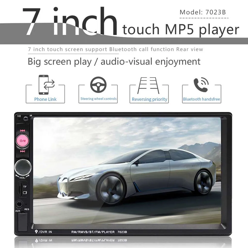 

FM modulator Car Multimedia Audio player Stereo 7 inch MP5 Music Player screen Mp3 player HD MP5 BT player FM SWM-7023B Vedio