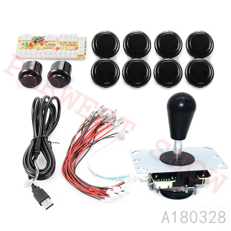 

DIY arcade joystick handle set kits with 8 Way Oval Joystick Arcade Push buttons Zero Delay USB adapter to PC Jamma Machine
