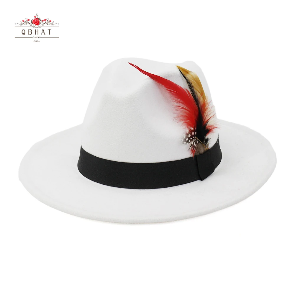 White fedora with feather Clearance