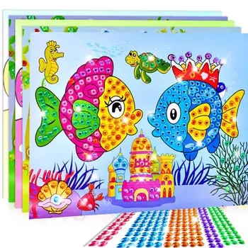 

5pc Lovely Crystal Sticker Craft DIY for Kids Children Diamond Painting Kindergarten Educational Sticker Crafts Puzzle Toys Gift