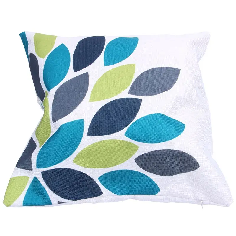 Big deal Vintage Geometric Flower Cotton Linen Throw Pillow Case Cushion Cover Home Decor 14. Blue Green Leaves | Дом и сад