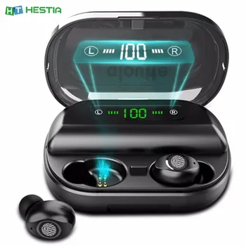 

V12 Digital Touch 5.0 Binaural Bluetooth Earphone HD Call Waterproog IPX7 Wireless Earset Long Standby LED Display TWS Earbuds
