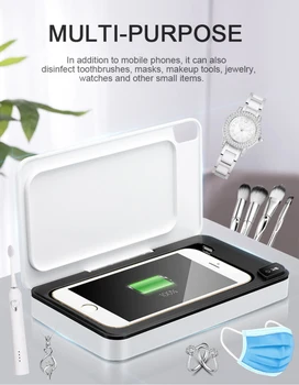 

Fashion uv sterilizer box UV ozone mobile phone mask disinfection sterilizer wireless quick charger toothbrush uvc box sterile