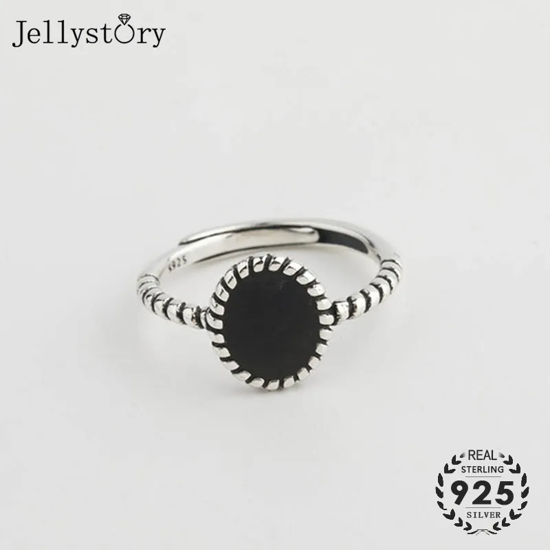 Винтажное обсидиановое женское кольцо Jellystory серебряные тонкие ювелирные