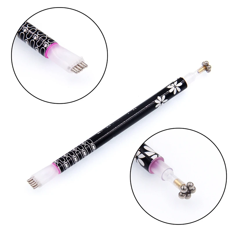 HTHL-Nail Art Tool DIY Magic 3D Magnetic Cats Eyes Polish UV Gel Polish Cat Eye Plum imprinting flower Magnet Pen black