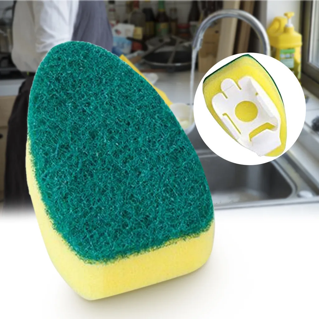 

4 dishwashing sticks to replace the sponge head brush for kitchen cleaning, washable sponge head brush для кђни для ђдобсва50*