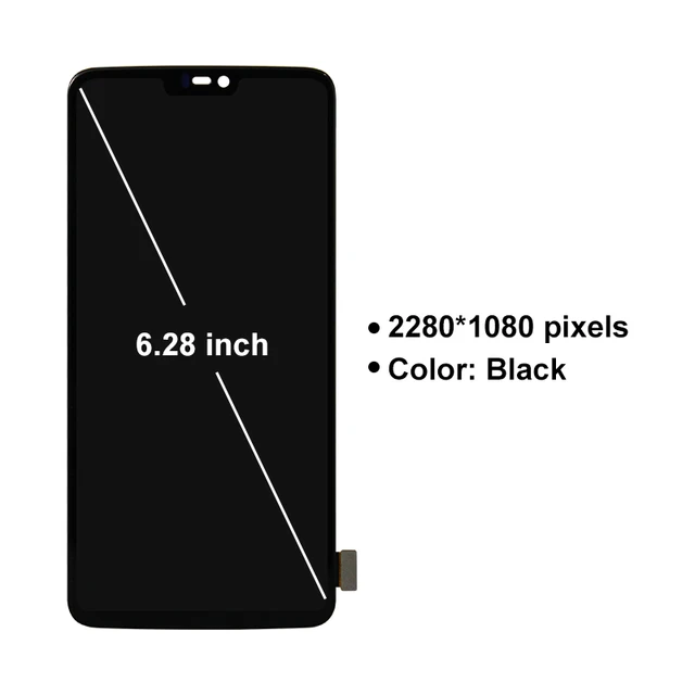 6.28 "سوبر AMOLED ل Oneplus 6 LCD تعمل باللمس التحويل الرقمي استبدال الجمعية أجزاء مع إطار ل 1 + 6 عرض|Mobile Phone LCD Screens|  -2
