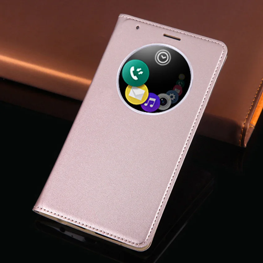 Gold Кожаный чехол с откидной крышкой чехол для телефона для LG G4 LGG4 G 4 H818 H815 H812 H811 H810 VS986 LS991 F500 Смарт Circel чехол с окошком для экрана задний Чехол - Цвет: Gold