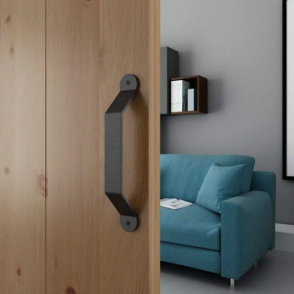 

10in Matte Black Side Mount Pull Handle for Sliding Barn Door American Style Set of 2