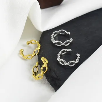 

Fengxiaoling 100% 925 Sterling Silver Fashion Women's Jewelry Hollow Geometry Round Clip Earrings For Gift Girls Drop Shipping