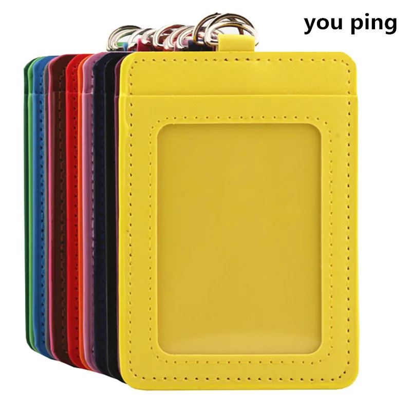PU Lanyard Double Badge Holder Bank Credit Card Office Student School Supplies badge holder hanging neck strap